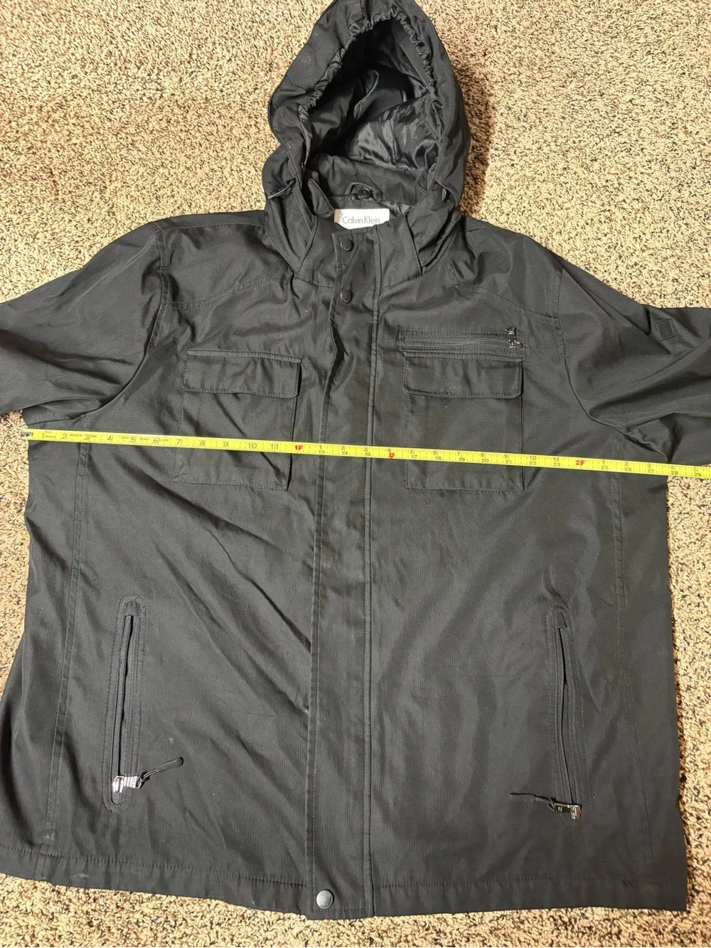 CALVIN KLEIN MEN'S LARGE 3 IN 1 BLACK COAT JACKET HOOD WATER RESISTANT